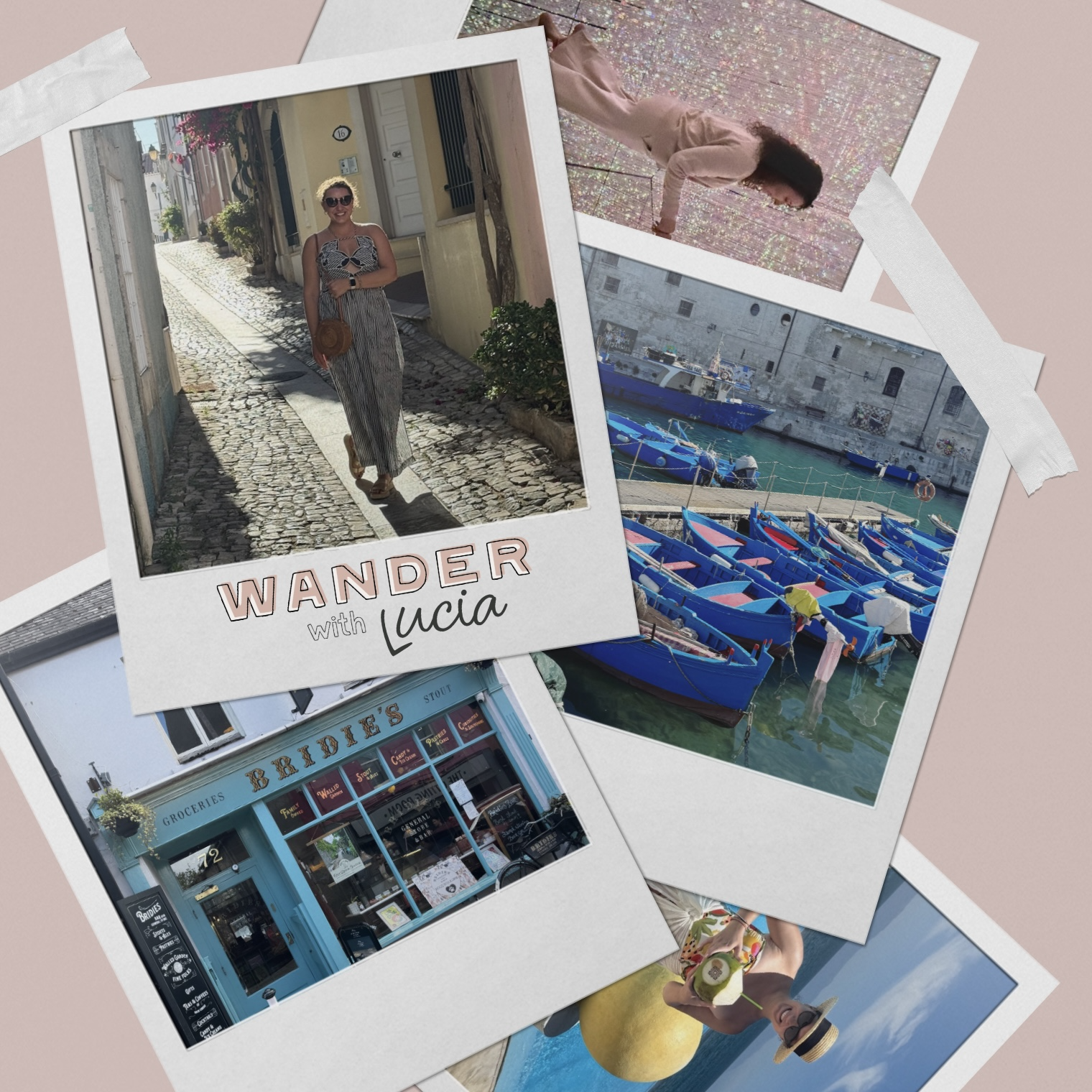 Polaroid picture collage for travel advisor, Wander with Lucia